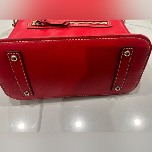 Dooney & Bourke Gorgeous Candy-apple red Bag/ Crossbody/Shimmery Gold Hardware - Picture 8 of 12